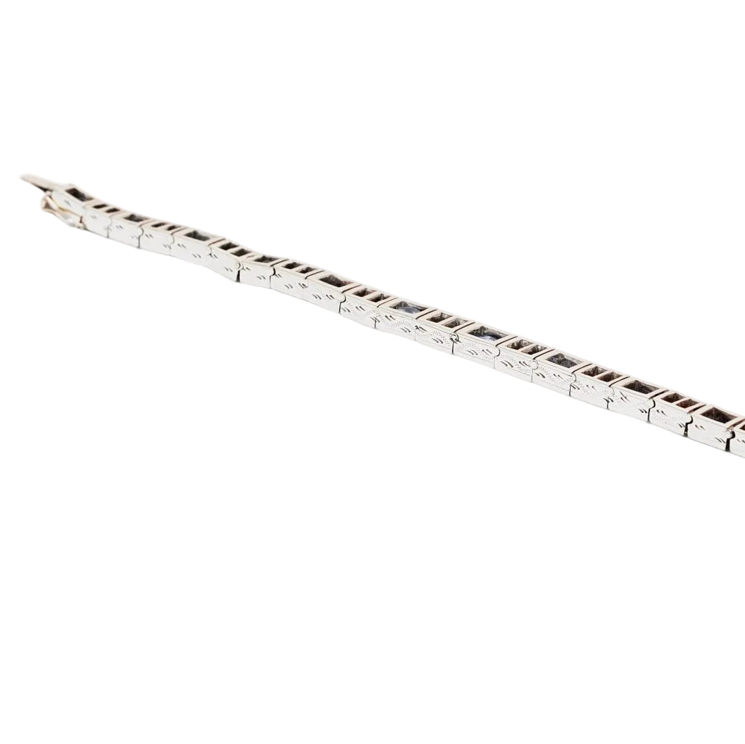 Bracelet Ligne en or jaune, argent et saphirs