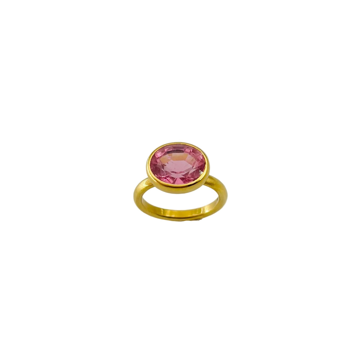 Bague Solitaire MARIE-HÉLÈNE DE TAILLAC "Princesse" en or jaune et tourmaline rose