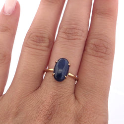 Bague Solitaire en or jaune, saphir et diamants
