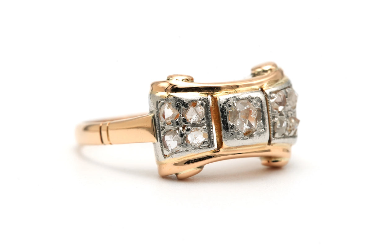 Bague Tank en or jaune et diamants