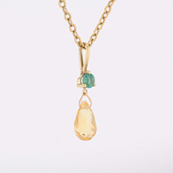 Pendentif en or jaune, émeraude et citrine