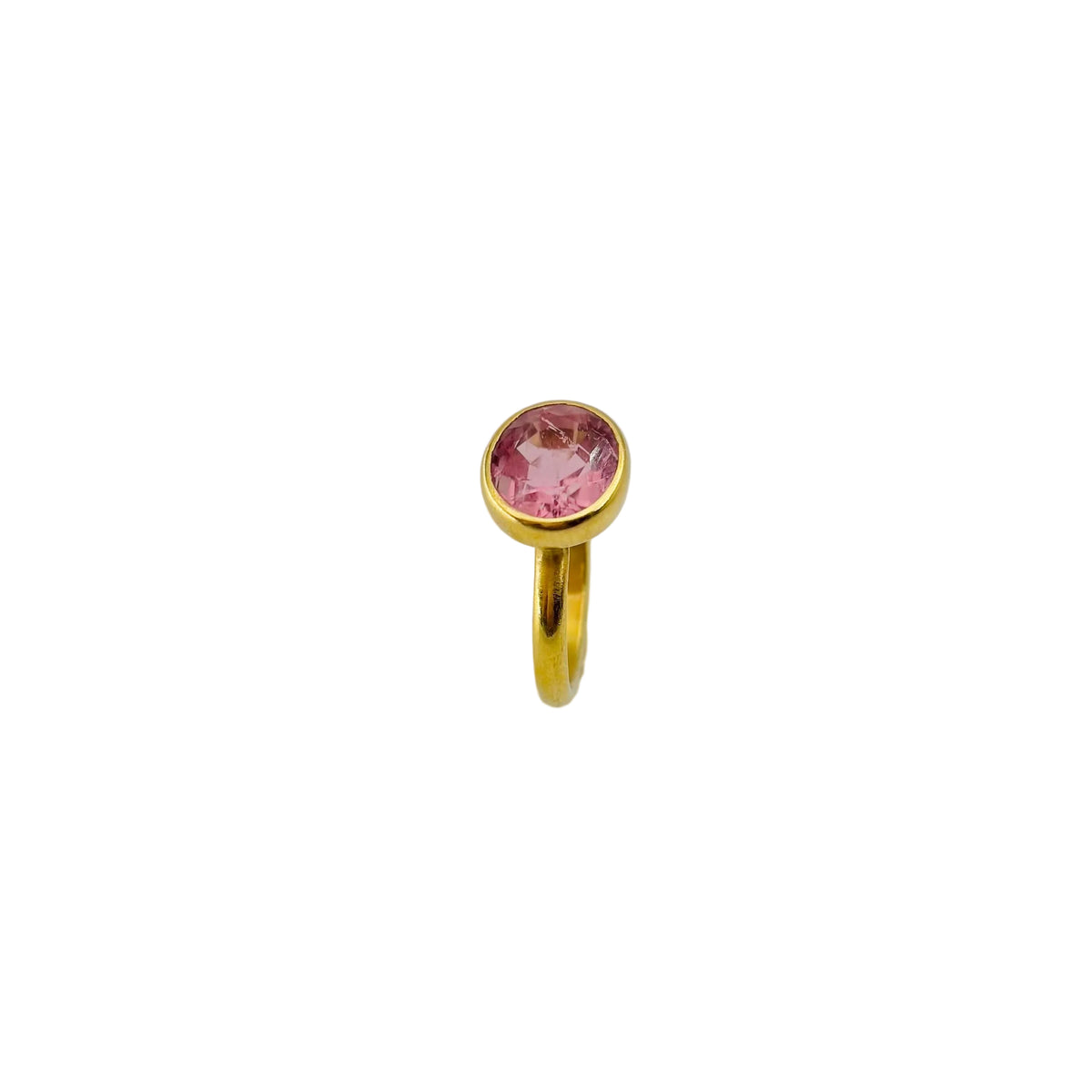 Bague Solitaire MARIE-HÉLÈNE DE TAILLAC "Princesse" en or jaune et tourmaline rose