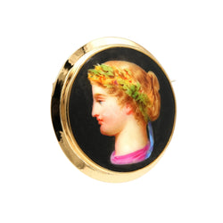 Broche Épingle en or jaune et porcelaine