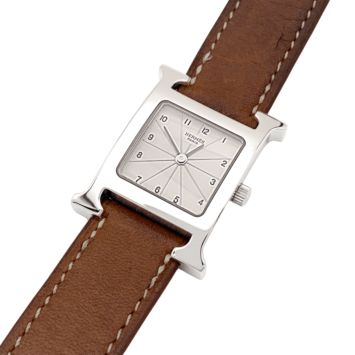 Montre HERMÈS "Heure H" PM en acier et cuir