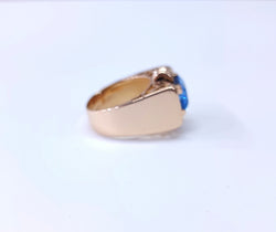 Bague Tank en or et aigue-marine