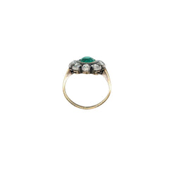 Fin du 19e siècle Bague à grappe en or/argent avec émeraude et diamant de 2,00 carats - Castafiore