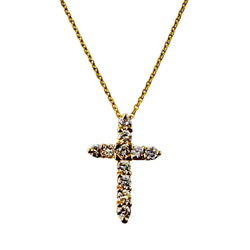Collier Pendentif Croix en or jaune et diamants