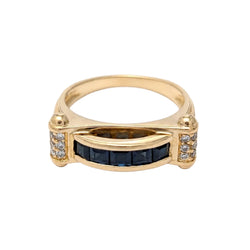 Bague Jonc en or jaune, saphirs et diamants