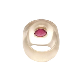 Bague Cocktail STOFFEL en or jaune, tourmaline et quartz