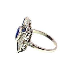 Bague Cocktail en platine, saphirs et diamants
