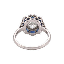 Bague Entourage en platine, saphirs et diamants