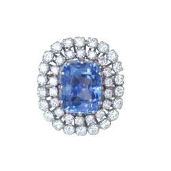 Bague Cocktail en or blanc, saphir et diamants