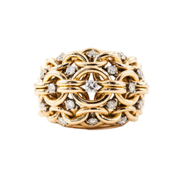 Bague cocktail en or jaune et diamants