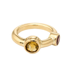 Bague Toi & Moi en or jaune et tourmalines