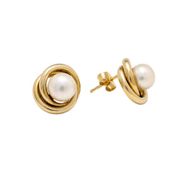 Boucles d’oreilles Puces en or jaune et perles