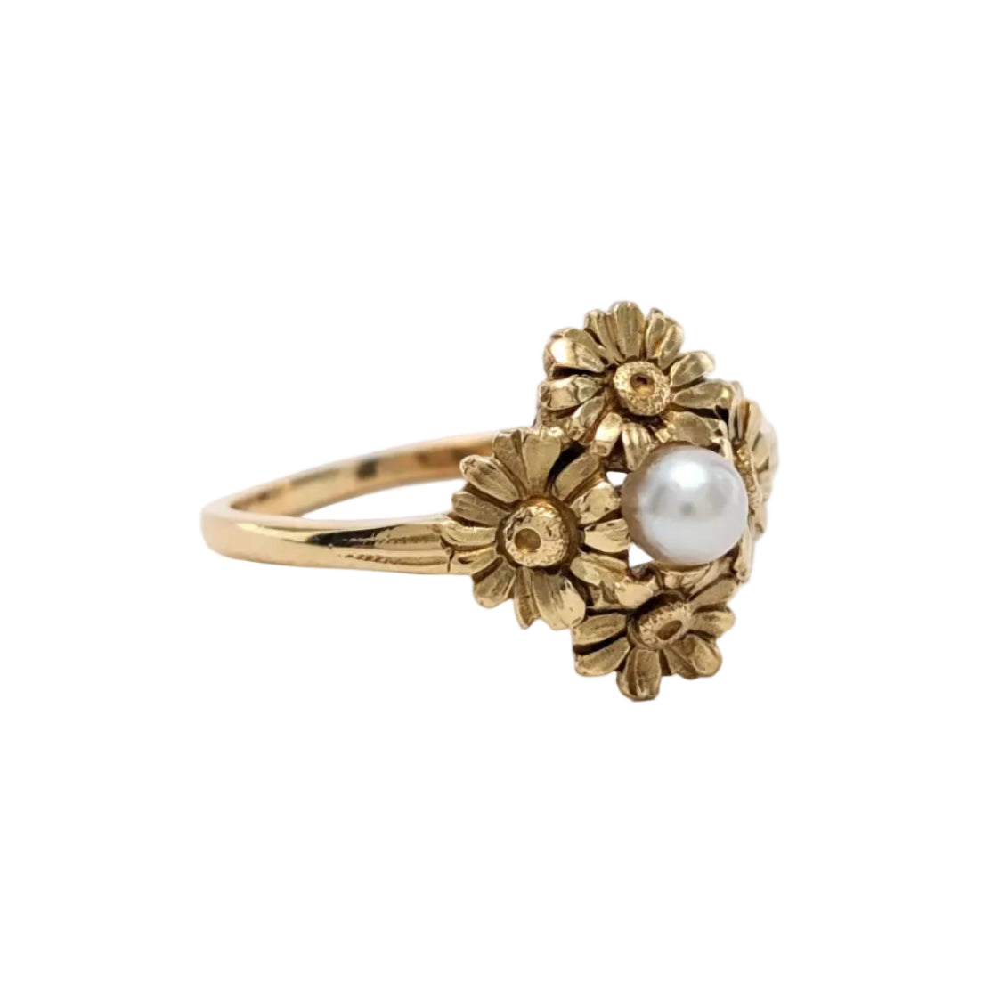 Bague en or jaune et perle