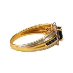 bague Jonc en or blanc, or jaune, saphir et diamants