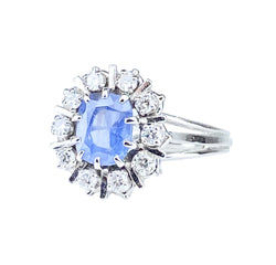 Bague Marguerite en or blanc, saphir et diamants
