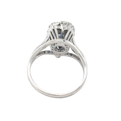 Bague Marquise en or blanc, saphir et diamants