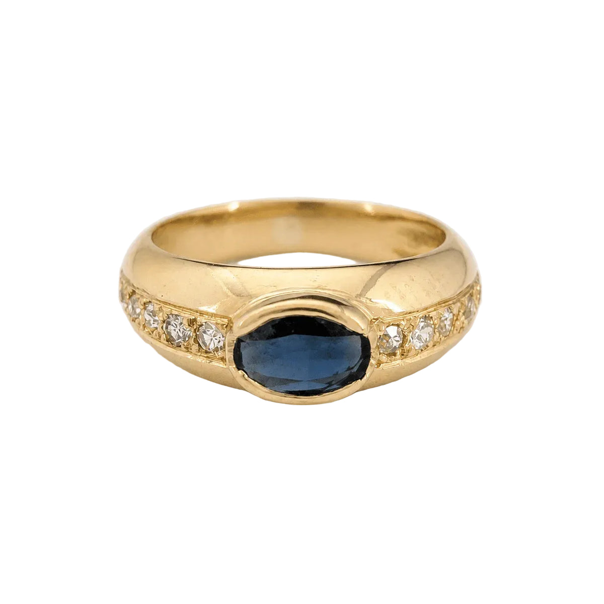 Bague Jonc en or jaune, saphir et diamants