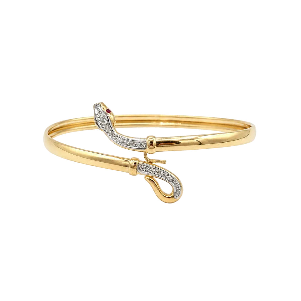 Bracelet Jonc en or jaune, rubis et diamants