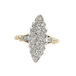 Bague Marquise en or blanc, or jaune et diamants