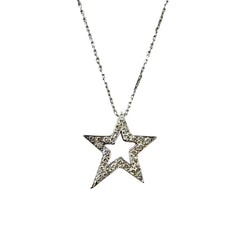 Collier Pendentif Étoile en or blanc et diamants