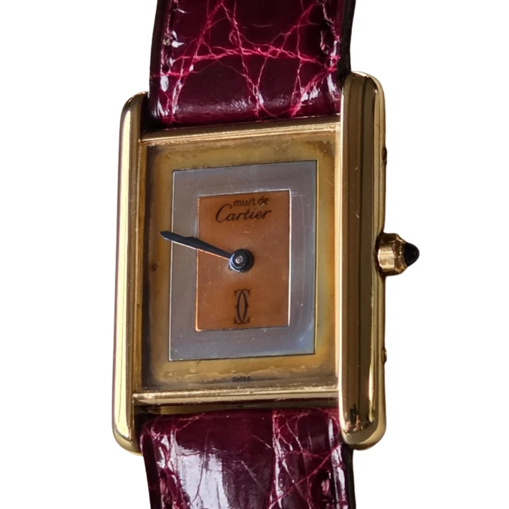Montre CARTIER "Tank" en vermeil et cuir