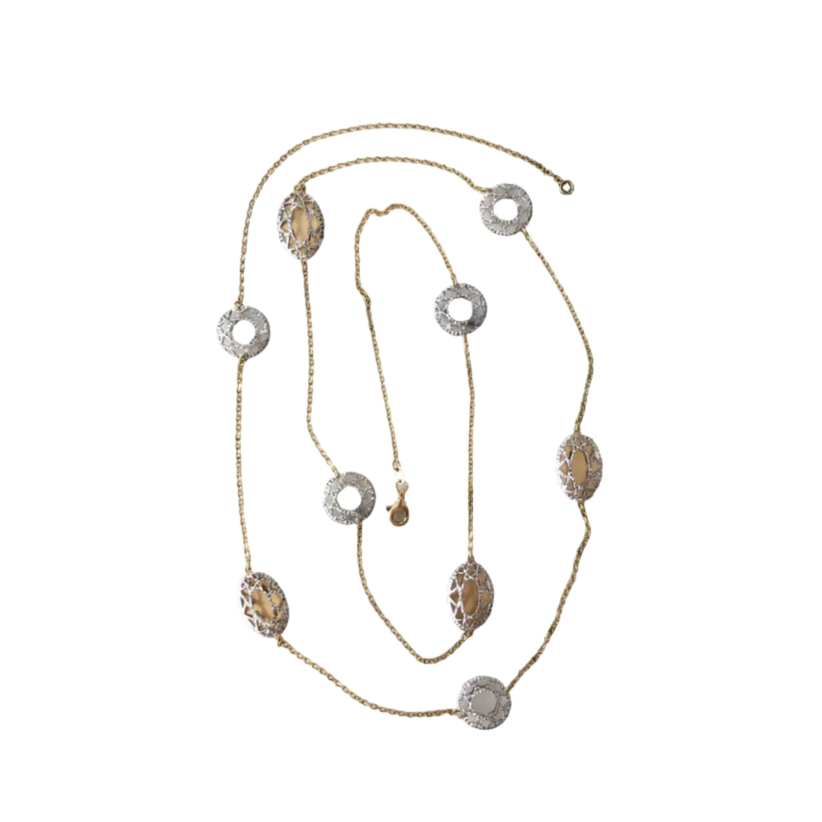 Collier Sautoir en or blanc et or jaune