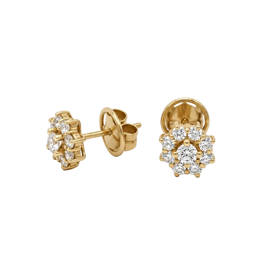 Boucles d’oreilles Puces en or jaune et diamants