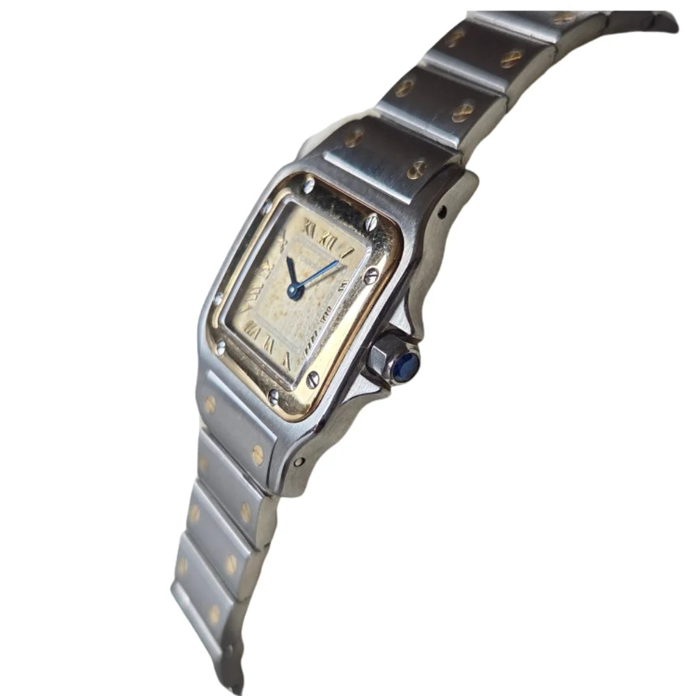 Montre CARTIER "Santos Galbée" en or jaune et acier