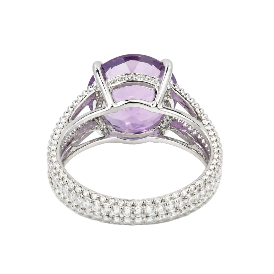 Bague Solitaire MAUBOUSSIN "Chanson d'amour" en or blanc, améthyste et diamants