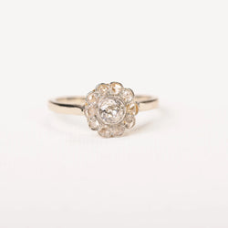 Bague marguerite ancienne diamants en or deux tons et platine
