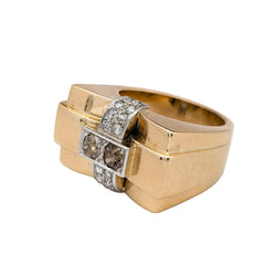 Bague Tank en or blanc, or jaune et diamants
