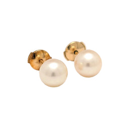 Boucles d’oreilles Puces en or jaune et perles