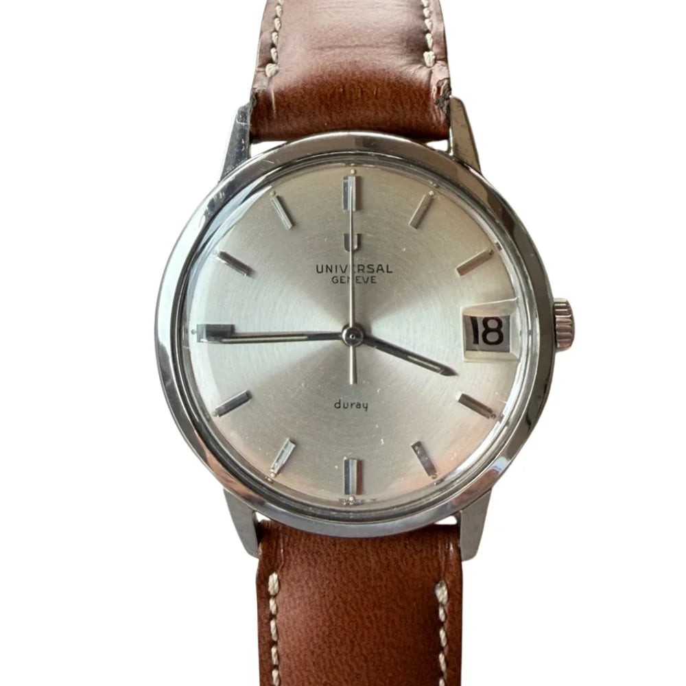 Montre UNIVERSAL GENEVE en acier et cuir