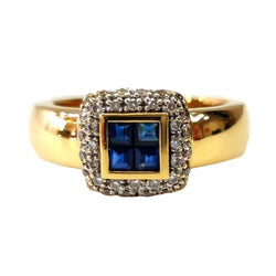 bague Jonc en or jaune, saphirs et diamants