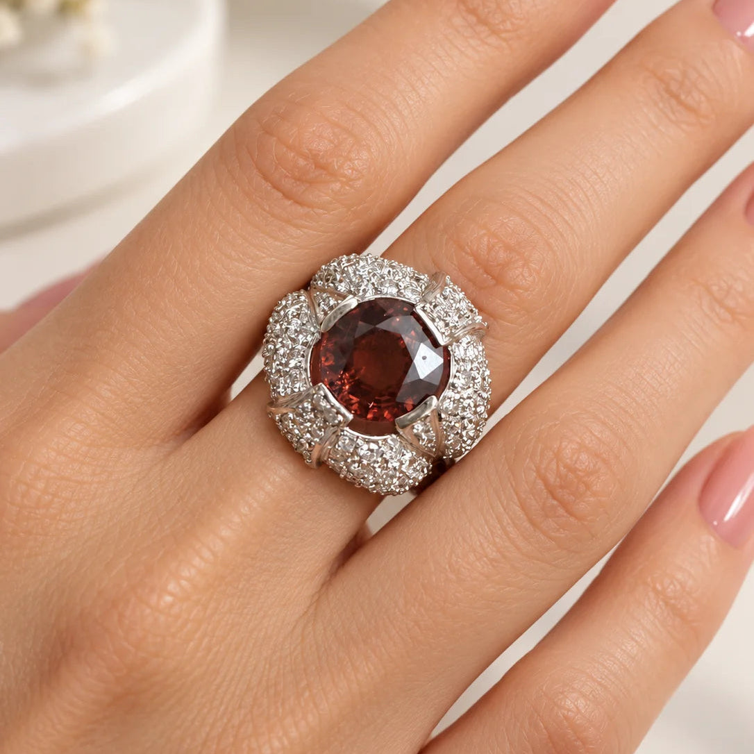 Bague Cocktail en or blanc, tourmaline et diamants