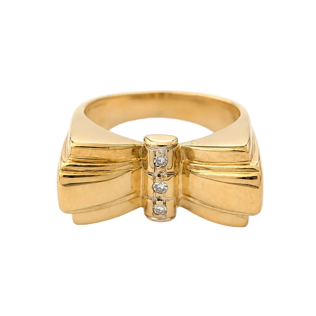 Bague Tank en or jaune et diamants