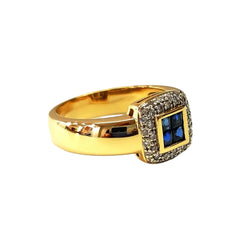 bague Jonc en or jaune, saphirs et diamants