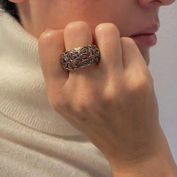 Bague Bandeau POMELLATO "Arabesque" en or rose et diamants
