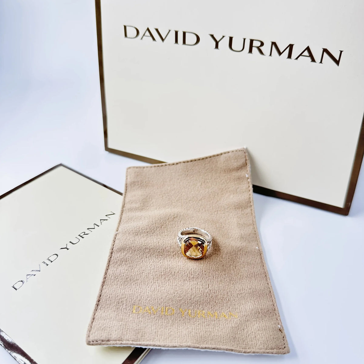 Bague DAVID YURMAN "Albion" en or jaune, argent et citrine