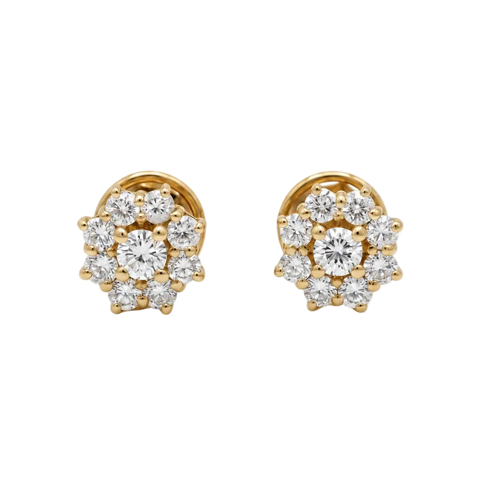 Boucles d’oreilles Puces en or jaune et diamants