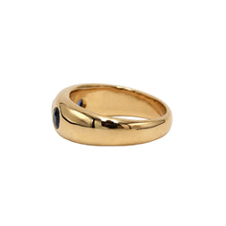 Bague Jonc en or jaune, saphirs et diamant
