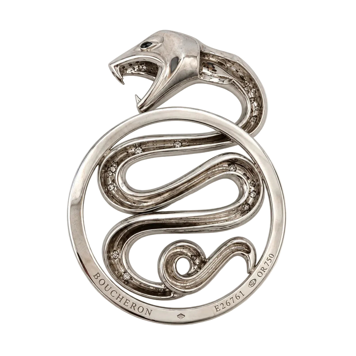 Pendentif BOUCHERON "Trouble Serpent" GM en or blanc et diamants