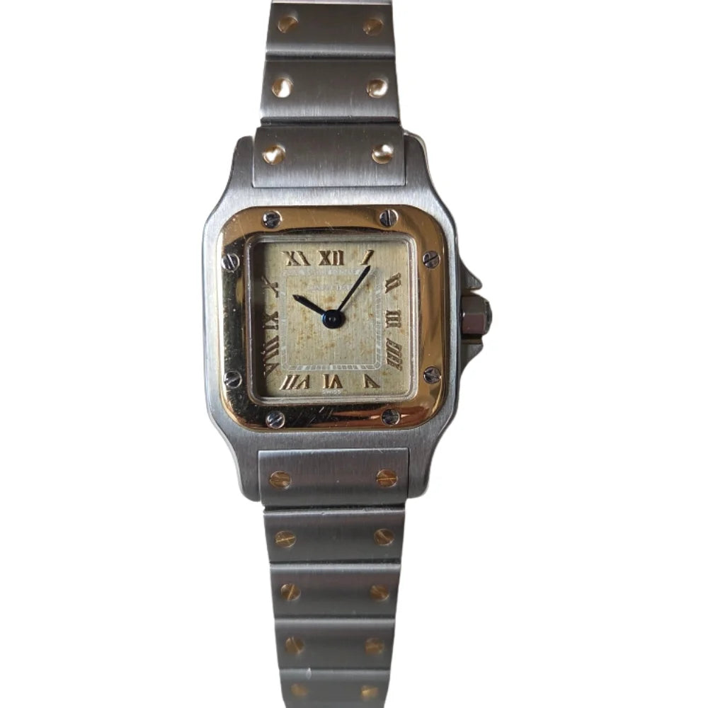 Montre CARTIER "Santos Galbée" en or jaune et acier