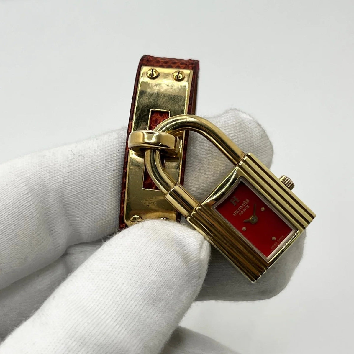 Montre HERMÈS "Kelly" plaqué or, acier et cuir