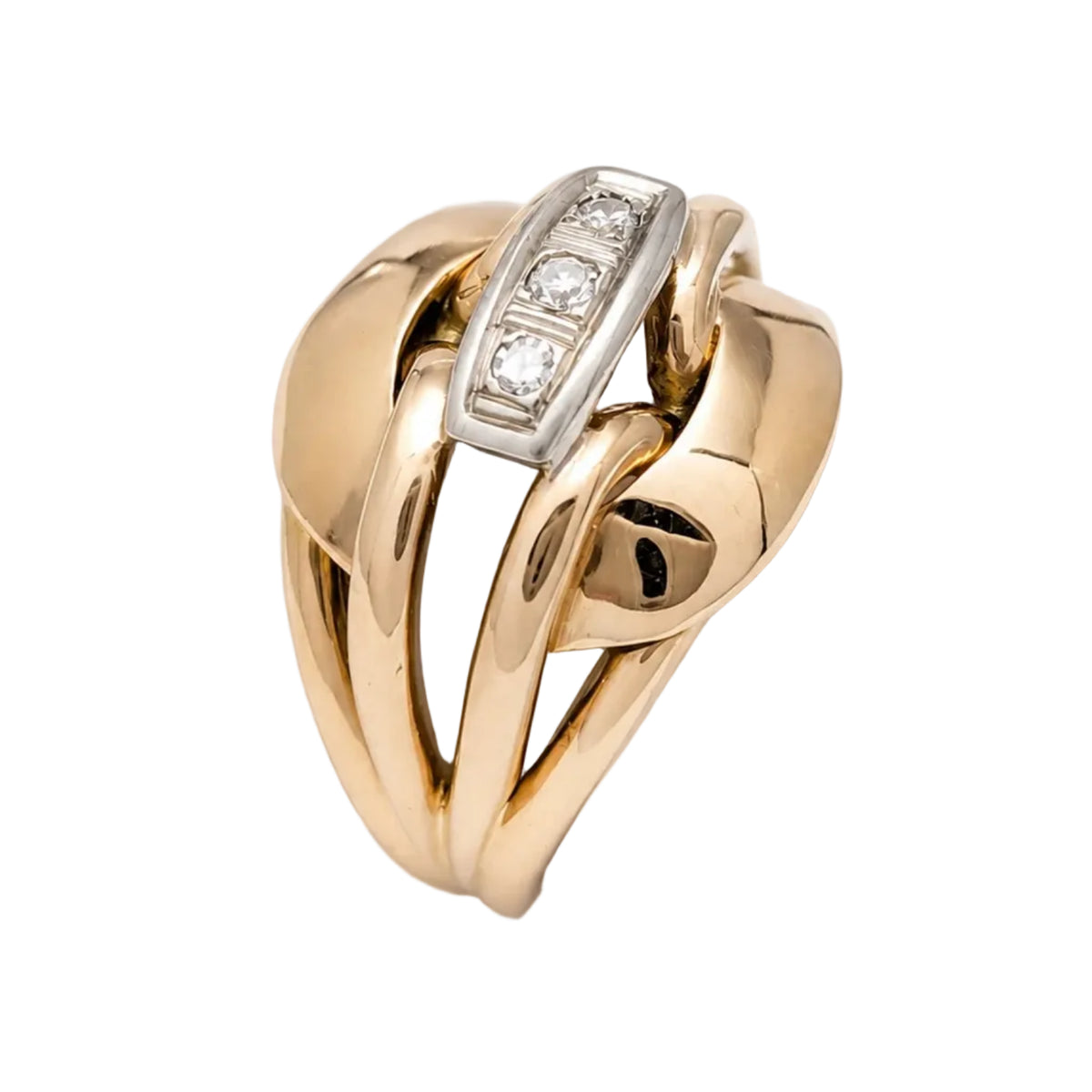 Bague Dôme en or rose et diamants