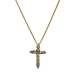 Collier Pendentif Croix en or jaune et diamants