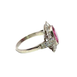 Bague Entourage en platine, tourmaline et diamants